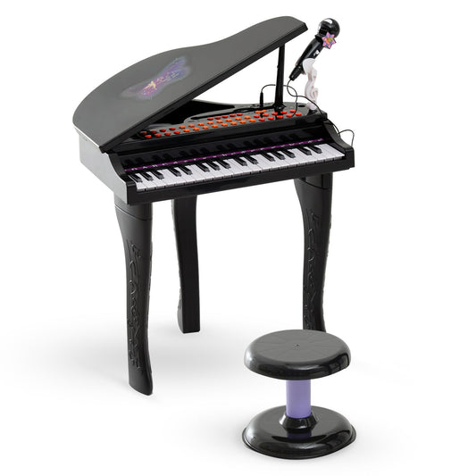 Mini Electronic Musical Piano 37 Key Keyboard Multifunction Kids Toy with Microphone Stool (Black) - Gallery Canada
