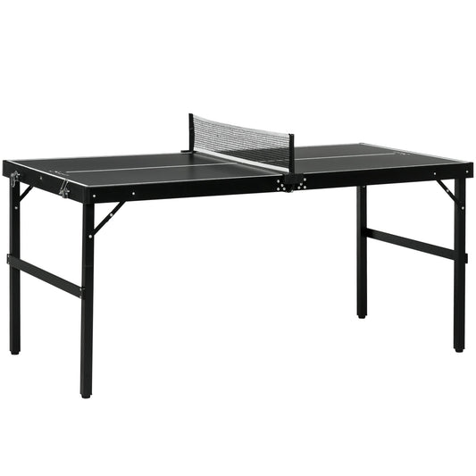 Mini Folding Table Tennis Table with Aluminium Frame, Portable Outdoor Ping Pong Table with Net for Indoor Outdoor Garden Camping, Black - Gallery Canada