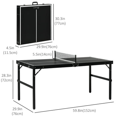 Mini Folding Table Tennis Table with Aluminium Frame, Portable Outdoor Ping Pong Table with Net for Indoor Outdoor Garden Camping, Black at Gallery Canada