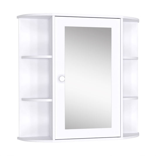 Mirrored Bathroom Wall Cabinet Wall Mounted Medicine Cabinet with Door &; Shelves, White - Gallery Canada