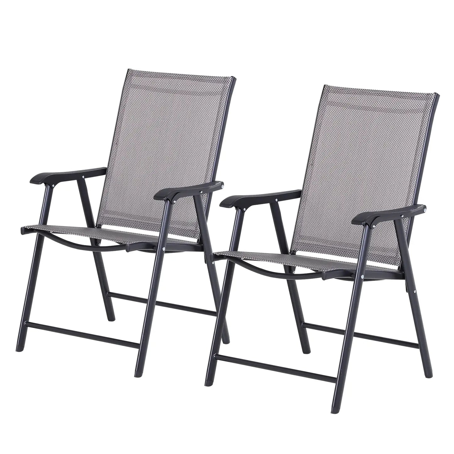 2-Piece Folding Dining Chairs, Outdoor Patio Seating with Armrests, Grey Patio Chairs at Gallery Canada