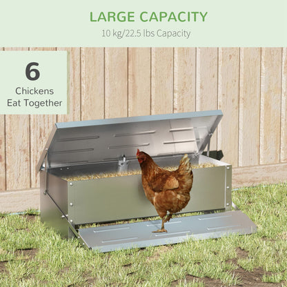 Automatic Chicken Feeder, 22.5 lbs Capacity Poultry Feeder with Self Opening Treadle, Weather Resistant Lid, for 6 Chickens, Silver at Gallery Canada