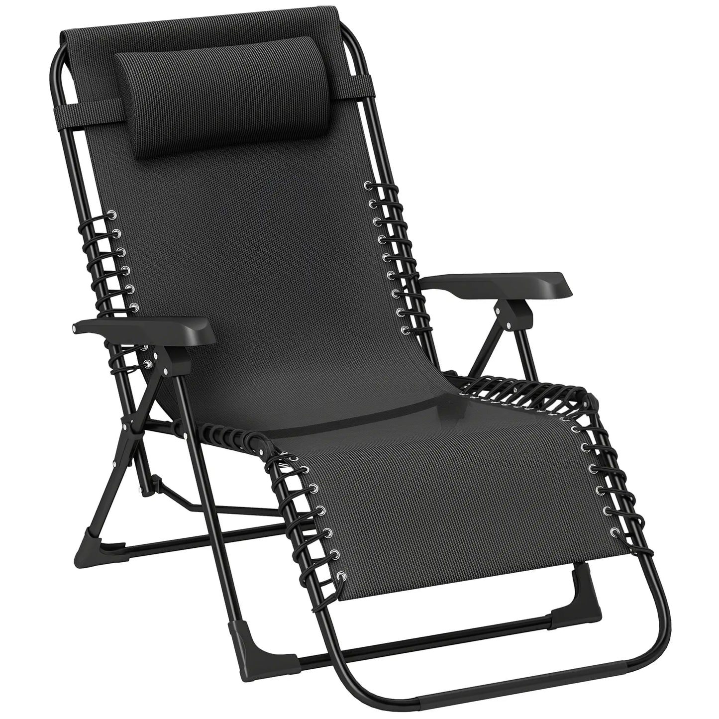 Folding Zero Gravity Chair, 5-Position Adjustable Outdoor Recliner, Black Lounger Chairs at Gallery Canada