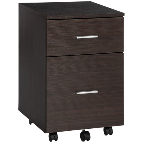 Mobile File Cabinet, 2-Drawer Filing Cabinet with Wheels, for Letter or A4 File, Study Home Office, Brown
