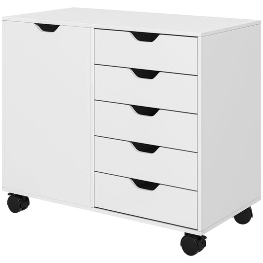 Mobile Filing Cabinet with 5 Drawers, Door and Adjustable Shelf, Rolling File Cabinet, Printer Table for Study at Gallery Canada