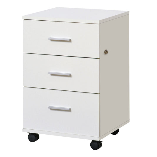 Mobile Filing Cabinet with Wheels, 3 Drawer File Cabinet with Lock and Keys for Home Office, White - Gallery Canada