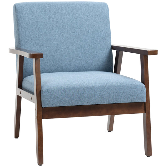 Modern Accent Chairs with Cushioned Seat, Upholstered Linen-Feel Armchair for Bedroom, Living Room Blue at Gallery Canada