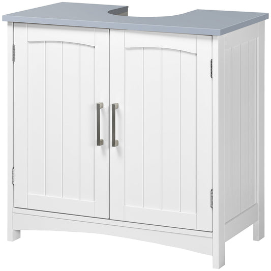 Modern Bathroom Sink Cabinet, Pedestal Sink Storage Cabinet with Double Doors and Adjustable Shelf, White - Gallery Canada