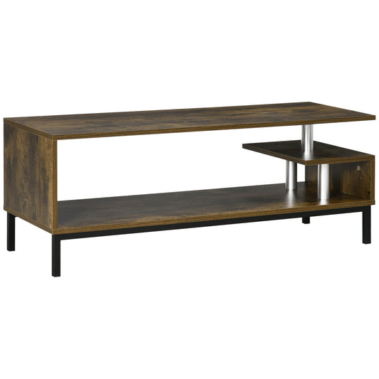 Modern Coffee Table, Center Table with Open Storage Compartments, Elevated Metal Legs, for Living Room, Bed Room, Brown at Gallery Canada