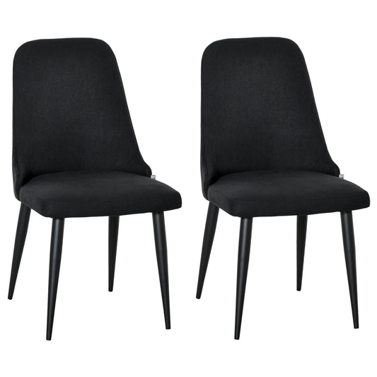 Modern Dining Chair Set of 2, Fabric Upholstered Side Chairs for Kitchen Living Room with Metal Legs, Black at Gallery Canada
