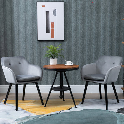 Modern Dining Chairs Set of 2, Kitchen Chairs Upholstered Fabric Velvet-Touch, Backrest and Armrests, Kitchen Counter Dining Room, Grey at Gallery Canada