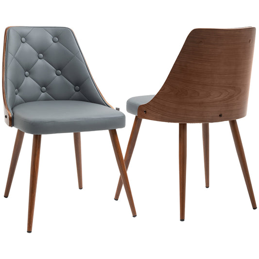 Modern Dining Chairs Set of 2, Makeup Chairs, Side Chairs, PU Leather Upholstered Seats,Solid Wood Back and Steel Legs, for Living Room, Dining Room, Bedroom, Grey at Gallery Canada