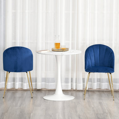 Modern Dining Chairs Set of 2, Upholstered Kitchen Chairs, Accent Chair with Gold Metal Legs for Kitchen, Dining Room, Blue at Gallery Canada