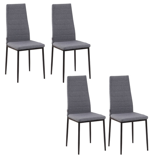 Modern Dining Chairs, Set of 4, High Back Linen Fabric Upholstery and Metal Legs for the Living Room, Kitchen, Home Office, Grey at Gallery Canada