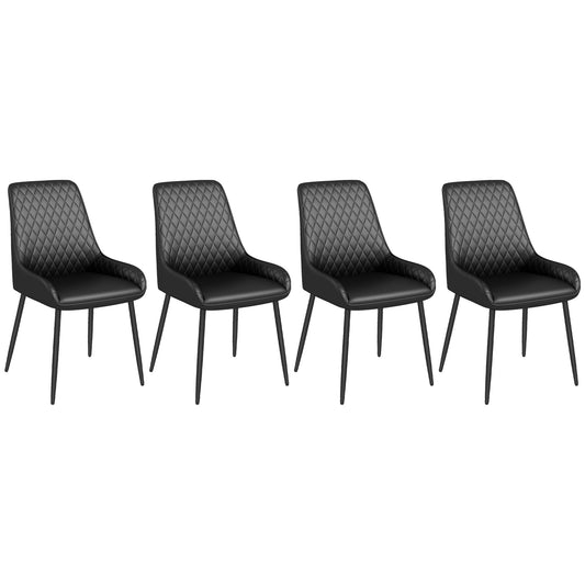 Modern Dining Chairs Set of 4, PU Leather Kitchen Chairs with Metal Legs for Dining Room, Living Room at Gallery Canada