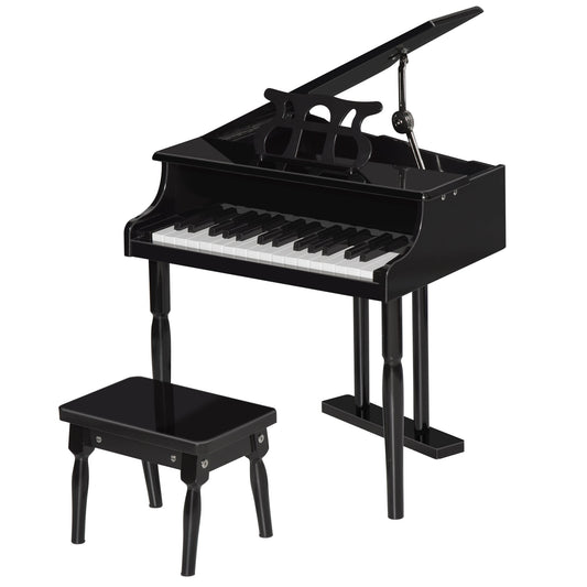 Modern Kids Piano, 30 Keys, Set of 2, Mini Toy for Child, Grand Piano with Music Stand and Bench, Ideal Gift, Black at Gallery Canada