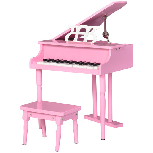 Modern Kids Piano, 30 Keys, Set of 2, Mini Toy for Child, Grand Piano with Music Stand and Bench, Ideal Gift, Pink - Gallery Canada