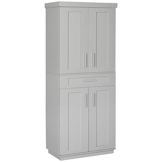 Modern Kitchen Pantry Freestanding Cabinet Cupboard with Doors and Shelves, Adjustable Shelving, Grey - Gallery Canada