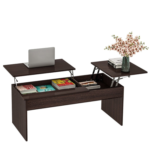 Modern Lift Top Coffee Table Convertible Console Tea Desk Hidden Storage Compartment Living Room Home Organizer Dark Brown at Gallery Canada