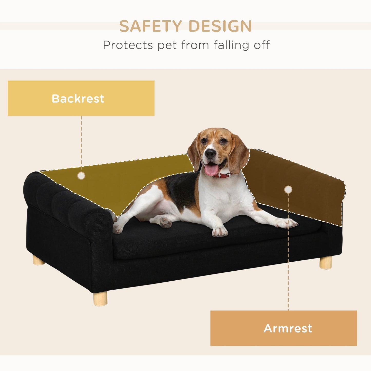 Modern Pet Sofa Cat or Medium Large Dog Couch W/ Removable Seat Cushion, Black at Gallery Canada