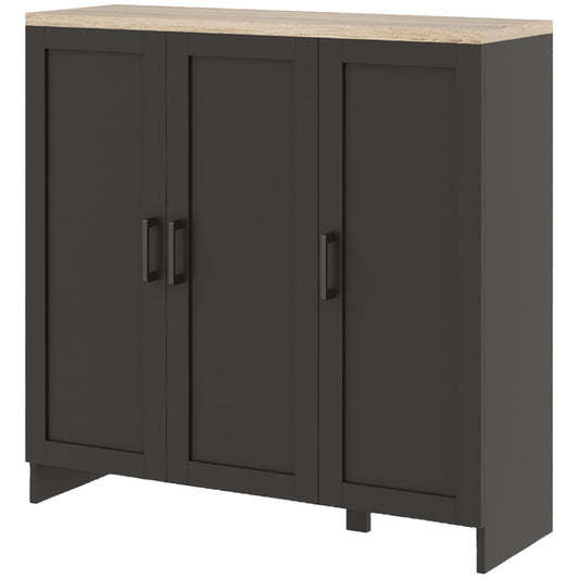 Modern Sideboard Buffet Cabinet, Modern Kitchen Storage Cabinet with 3 Doors Adjustable Shelves, for Dining Room, Black at Gallery Canada