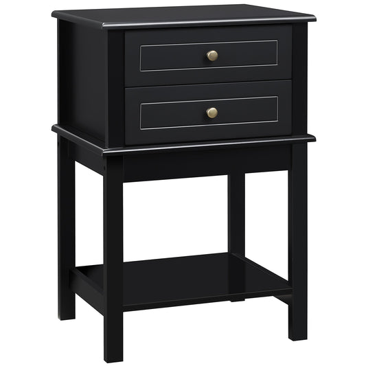 Modern Sofa Side Table, Accent End Table with Drawers and Storage Shelf, Nightstand for Bedroom Living Room, Black at Gallery Canada