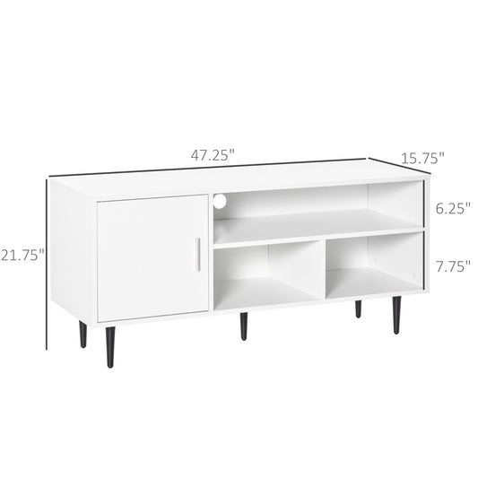 Modern TV Stand Cabinet for TVs up to 60 Inches with Storage Shelf, Cable Hole, Home Entertainment Unit Center, for Living Room Bedroom, White at Gallery Canada