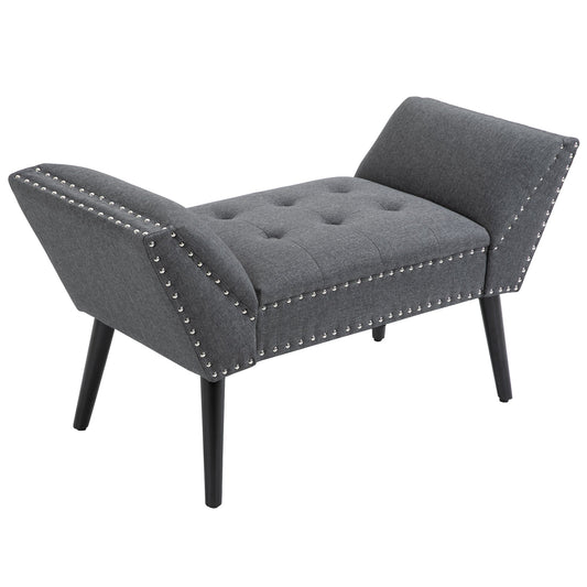 Modern Upholstered Bench, End of Bed Bench for Bedroom, Hallway Bench with Arms and Nailhead Trim - Gallery Canada