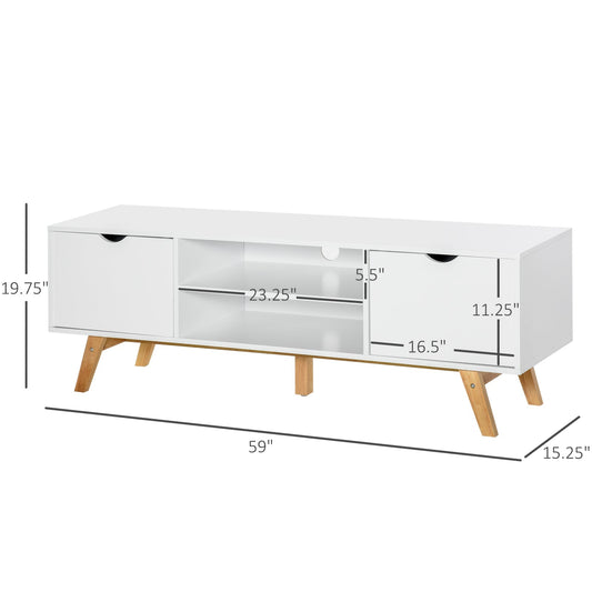 Modern Wooden TV Stand with 2 Storage Cabinet Stand for TV's up to 65" for Living Room Office, Storage Entertainment Center, White - Gallery Canada