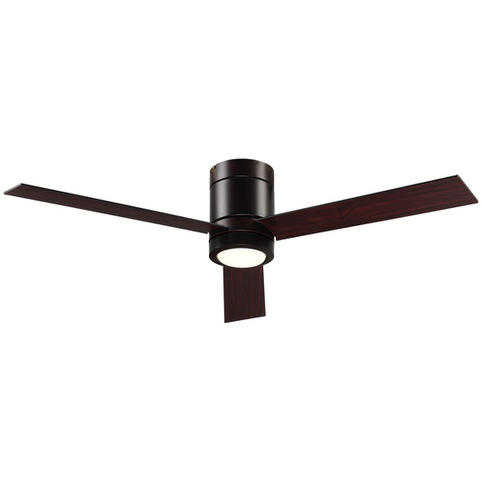 Mount Ceiling Fan with Light, Modern Indoor LED Lighting Fan with Remote Controller, for Bedroom, Living Room, Brown - Gallery Canada