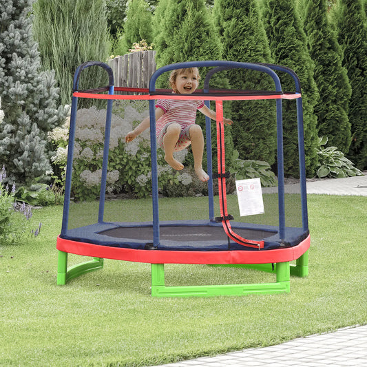 84.75 Inch Kids Trampoline with Safety Net, Red Trampolines Red, Blue, Green, Black at Gallery Canada