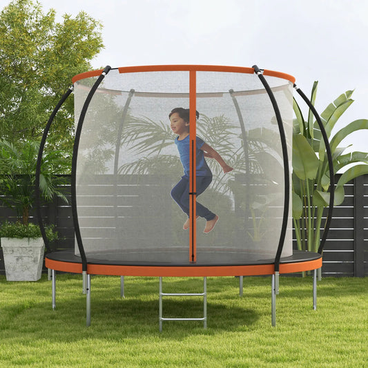 8ft Outdoor Trampoline with Enclosure Net, Ladder, for Teens and Adults Trampolines Black and Orange at Gallery Canada