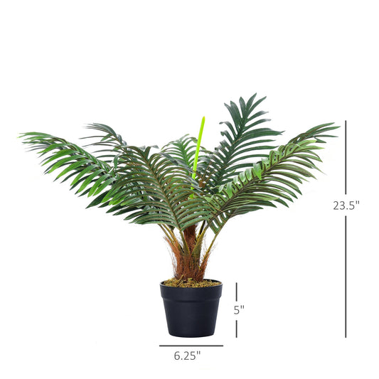2FT Artificial Palm Tree, Fake Tropical Tree with Lifelike Leaves, Faux Plant in Pot for Indoor and Outdoor Decoration, Green - Gallery Canada