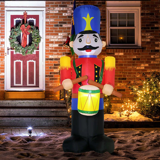 Outdoor 8ft Inflatable Walnut Soldier Drum, LED, Colorful Christmas Inflatables Multi Colour at Gallery Canada