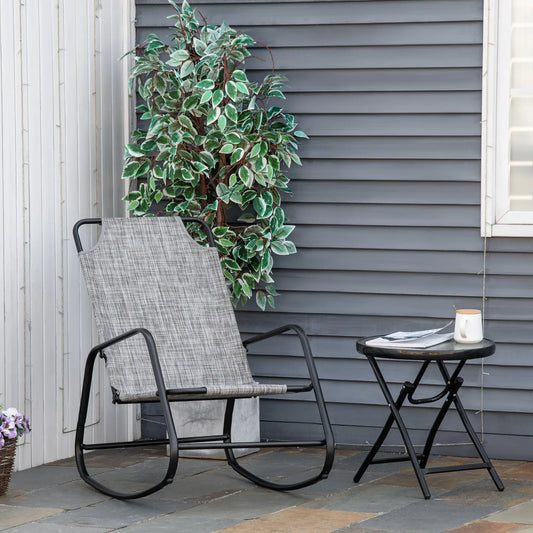 Garden Rocking Chair, Outdoor Indoor Texteline Rocker, Grey Outdoor Rocking Chairs Grey at Gallery Canada