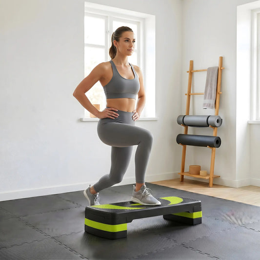 Adjustable Aerobic Stepper, Exercise Step Platform, 4"-6"-8", Green Aerobic Equipment Multi Colour at Gallery Canada