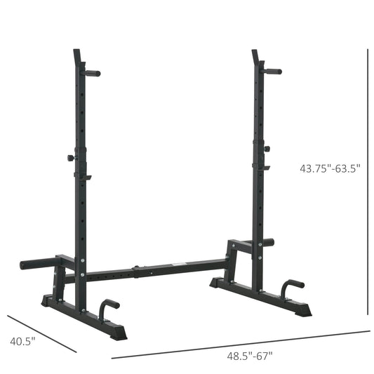 Multi-Function Barbell Squat Rack Stand, Heavy-Duty Strength Training Dumbbell Rack, Height Adjustable Weight Lifting Bench Press Dip Station for Home, Gym, Black - Gallery Canada