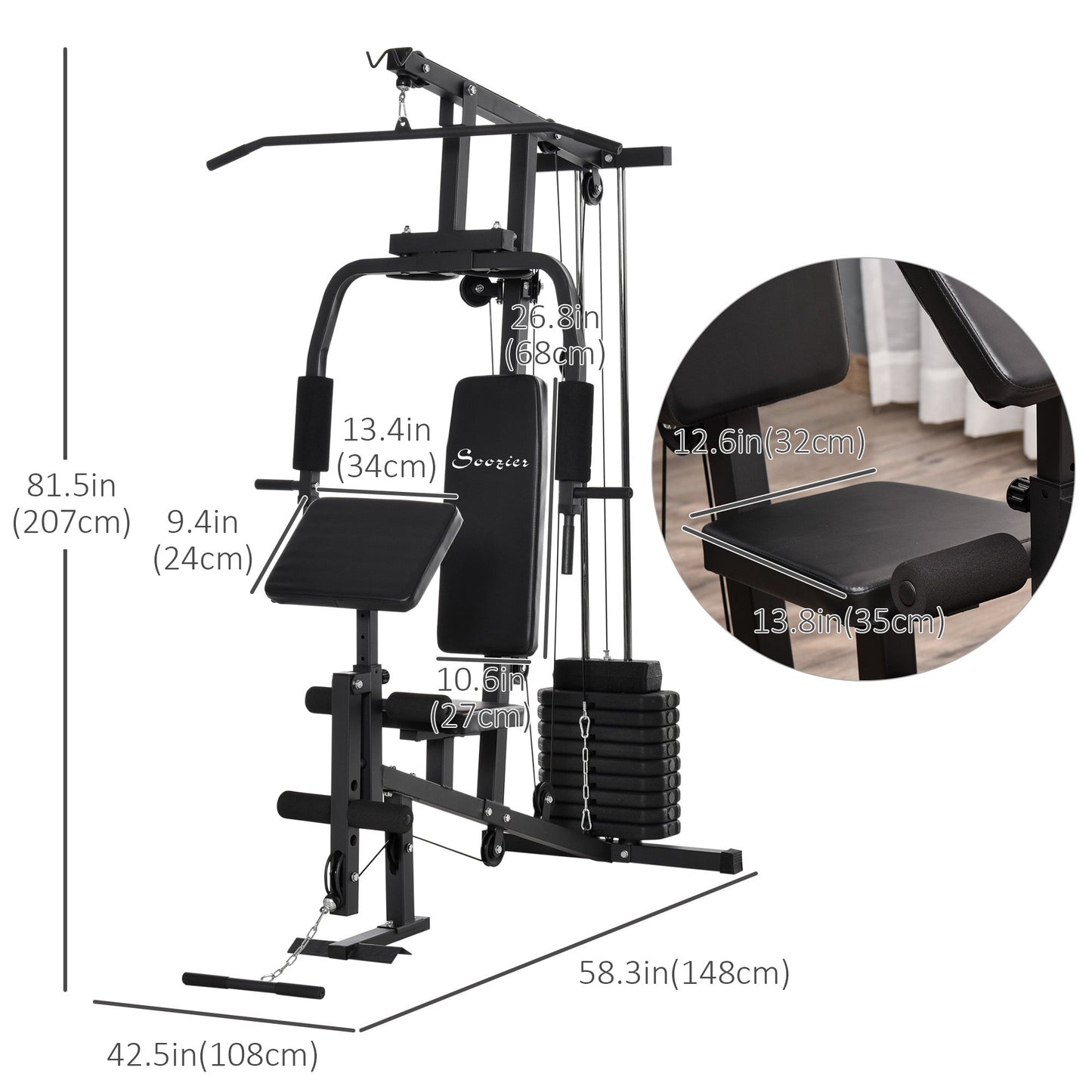 Multifunction Home Power Exercise Gym System Weight Training Exercise Workout Station Fitness Strength Machine for Whole Body Training Black at Gallery Canada