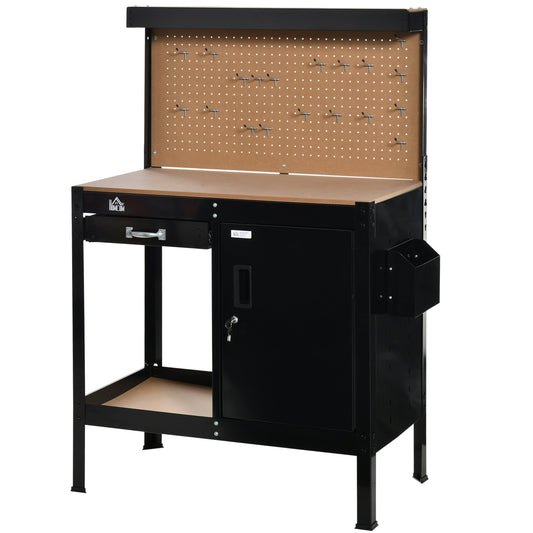 Multipurpose Tool Workbench for Garage, Garage Bench with Storage Drawer, Peg Board, Lockable Cabinet - Gallery Canada