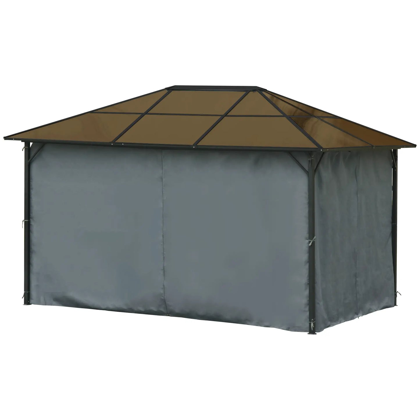 10' x 13' Hardtop Gazebo, Aluminum Frame, Mesh Curtains, Grey Gazebos at Gallery Canada
