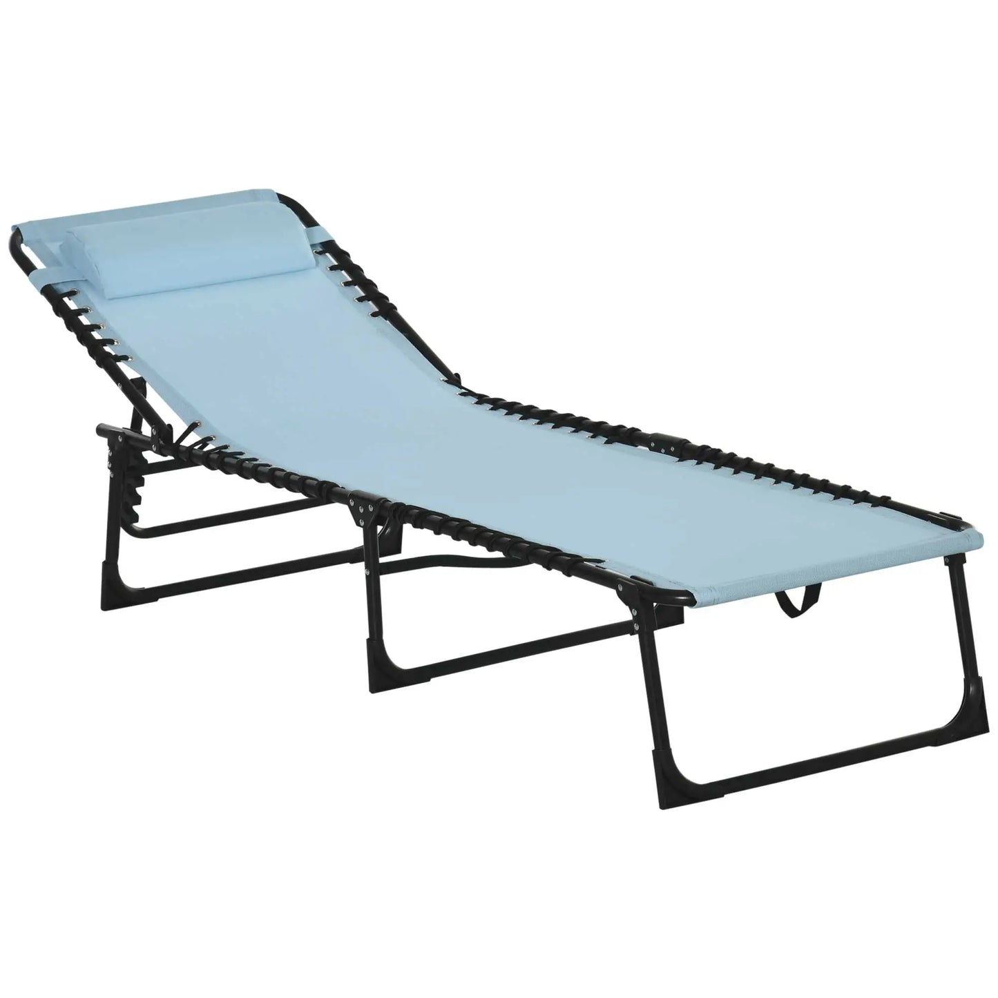 Outdoor Folding Lounge Chair, 4-Level Adjustable, Light Blue Lounger Chairs at Gallery Canada