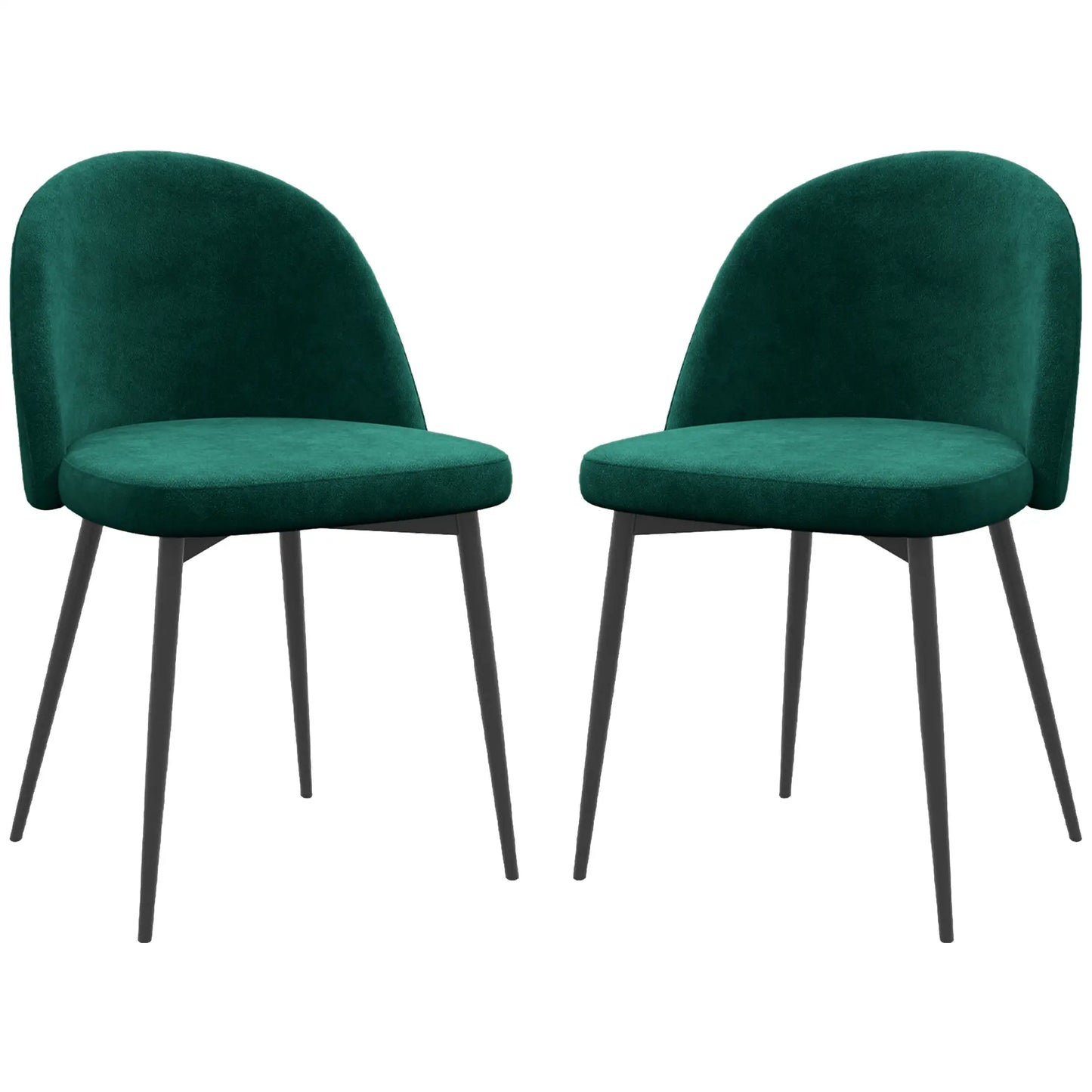 Set of 2 Mid-Back Dining Chairs, Velvet Upholstery, Green Dining Chairs at Gallery Canada