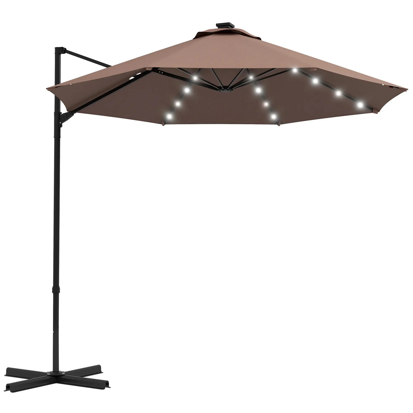 9.5'x8.5' Cantilever Umbrella, Solar LED Lights, 360° Rotation Cantilever Umbrellas at Gallery Canada