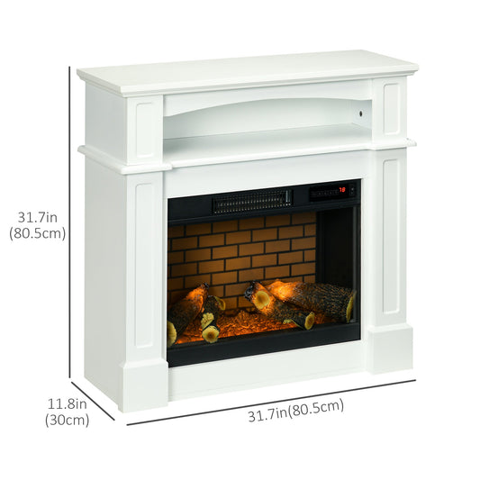 Electric Fireplace with Mantel, Freestanding Heater Corner Firebox with Remote Control, 700W/1400W, White - Gallery Canada