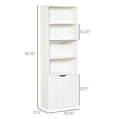 4-Tier Open Bookshelf with Doors Modern Home Office Bookcase Storage Cabinet for Living Room Bathroom Study, White at Gallery Canada
