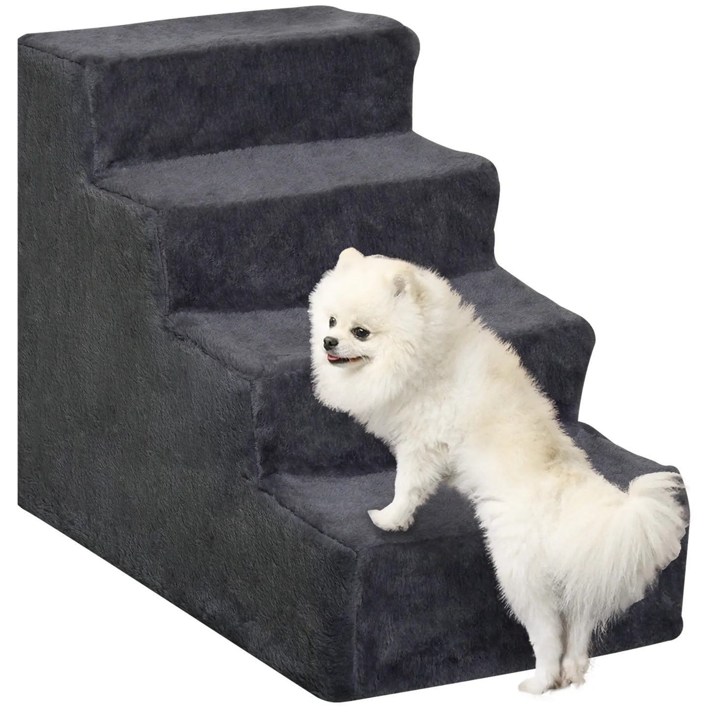 4-Step Dog Ramp for Sofa, Bed, Couch, Removable Cover, Dark Grey Dog Stairs at Gallery Canada