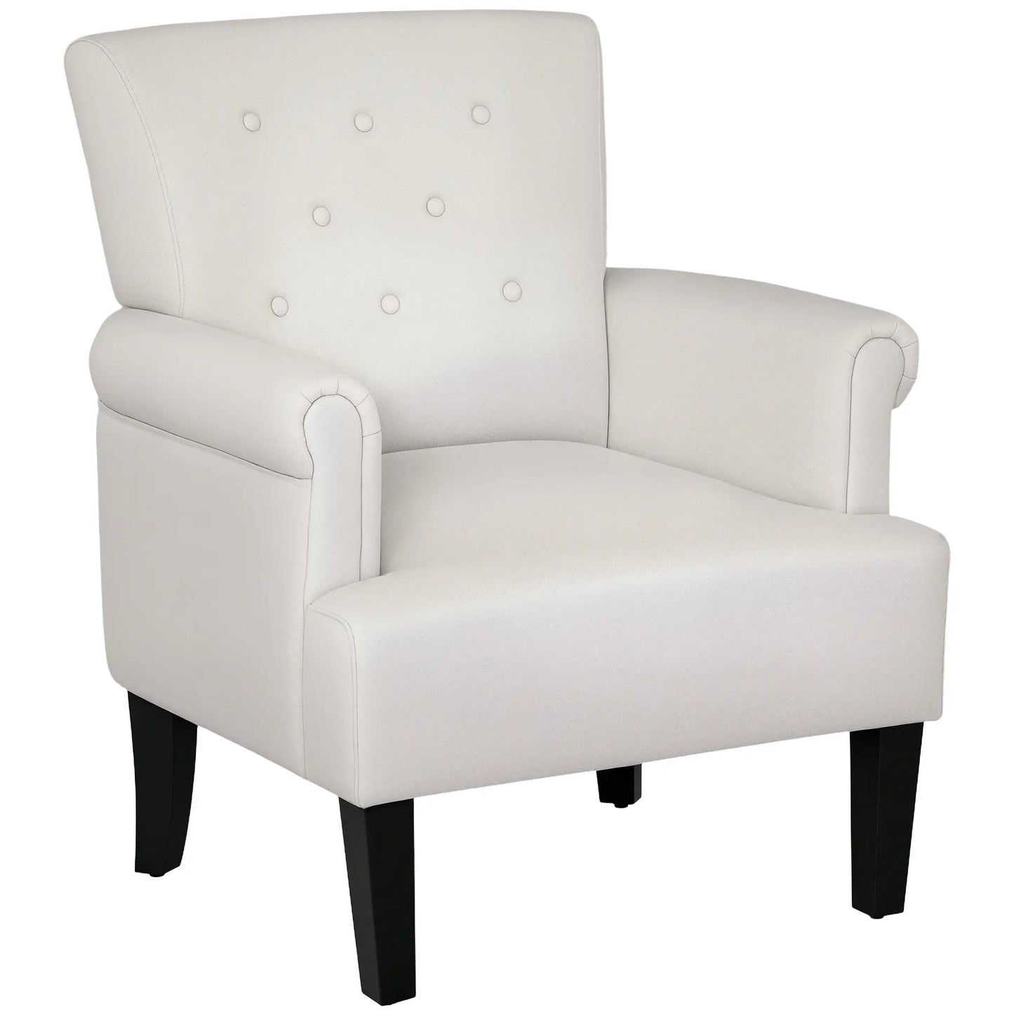 Fabric Accent Armchair, Modern Living Room Chair, Wood Legs, Cream White Accent Chairs at Gallery Canada