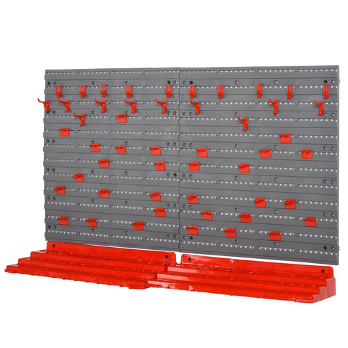 54 Piece Pegboard and Shelf Tool Organizer Wall Mounted DIY Garage Storage with 50 Hooks, Red