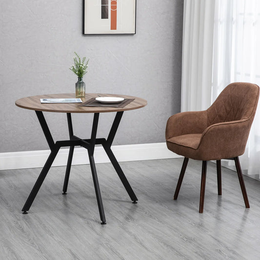 35" Round Dining Table, Modern Steel Frame, Brown Bar Tables & Dining Tables Brown, Black at Gallery Canada