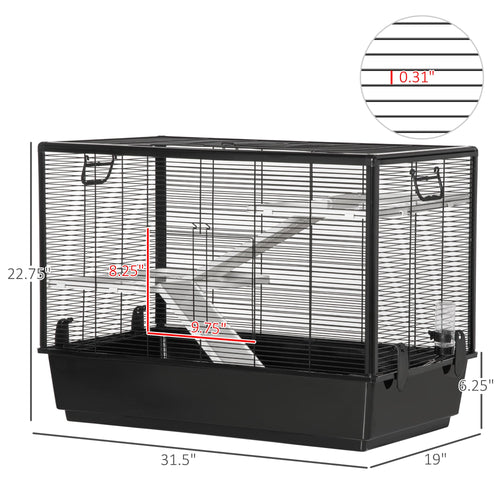 3-tier Hamster Cage, Guinea Pig Cage, Pet Chinchillas Play House Indoor with Accessories Food Dish Water Bottle, Ramps, 31.5